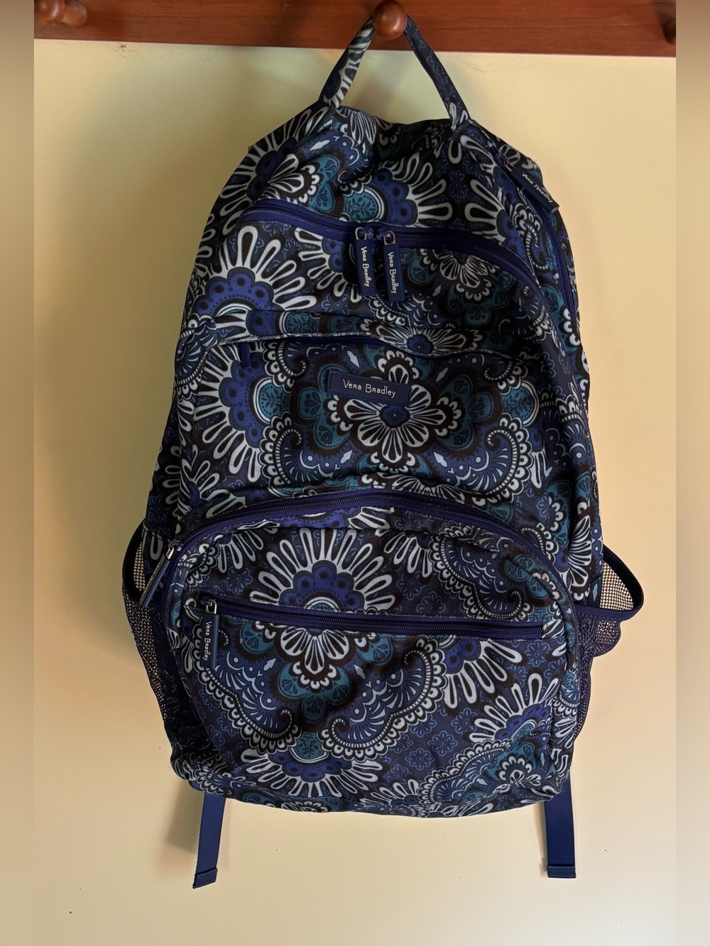 Vera Bradley Campus Lighten Up Padded Backpack in Blue Tapestry (RETIRED 2008)